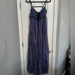 Free People multicolor striped smocked maxi sundress size M